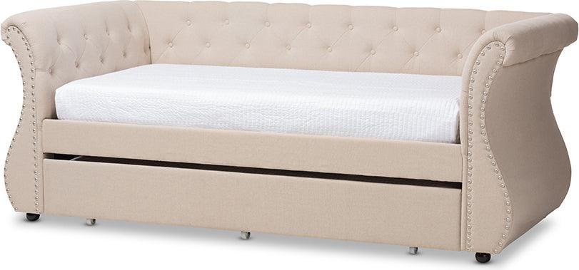 Wholesale Interiors Daybeds - Cherine Classic and Contemporary Beige Fabric Upholstered Daybed with Trundle Beige