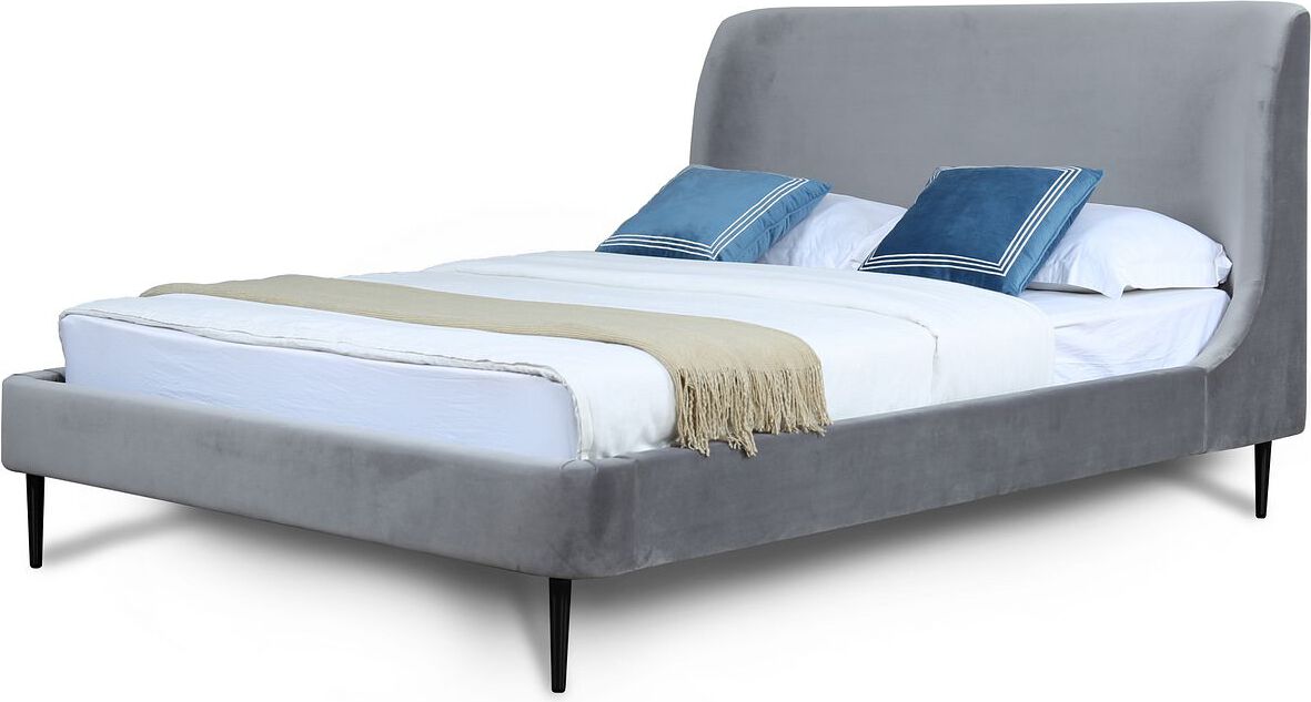 Manhattan Comfort Beds - Heather Queen Bed in Grey and Black Legs
