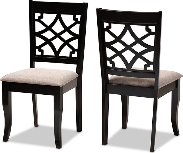 Wholesale Interiors Dining Chairs - Mael Sand Fabric Upholstered And Espresso Brown Finished Wood 2-Piece Dining Chair Set