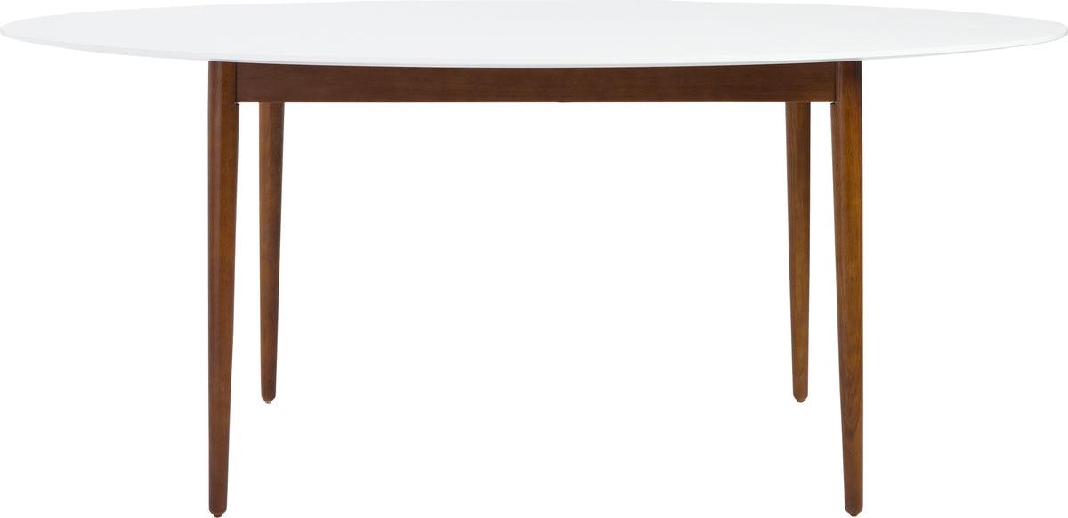 Euro Style Dining Tables - Manon Oval Dining Table Matte White & Dark Walnut