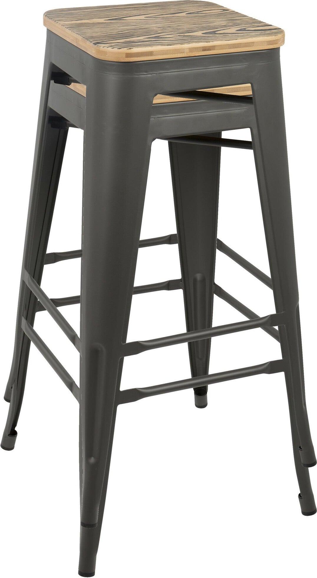 Lumisource Barstools - Oregon Barstool Medium Brown & Gray (Set of 2)