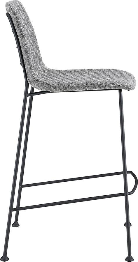 Euro Style Barstools - Elma-C Counter Stool In Light Gray Fabric with Matte Black Frame and Legs - Set Of 2