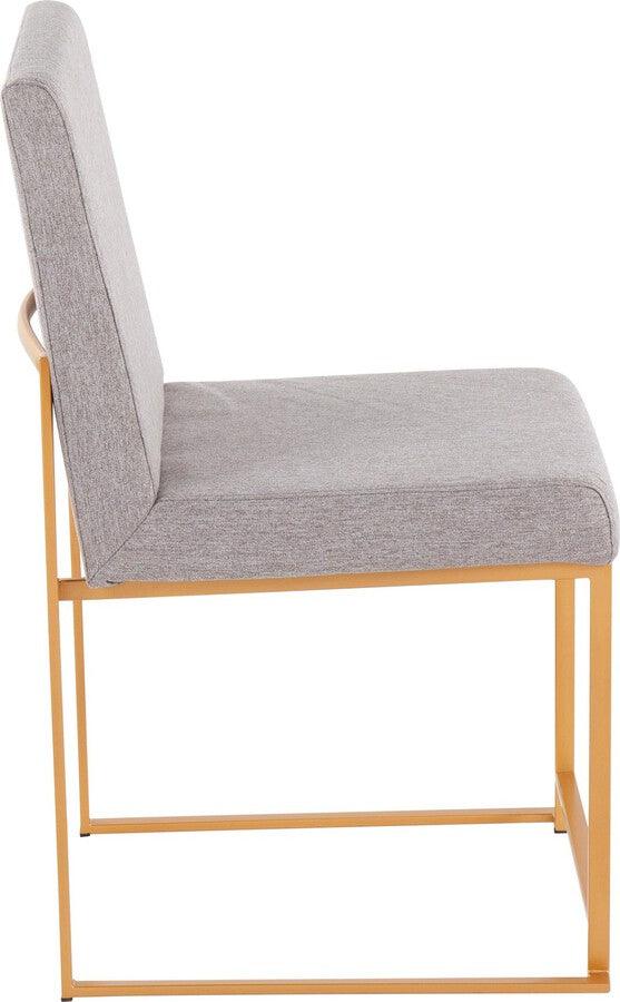 Lumisource Dining Chairs - High Back Fuji Contemporary Dining Chair In Gold & Light Grey Fabric (Set of 2)