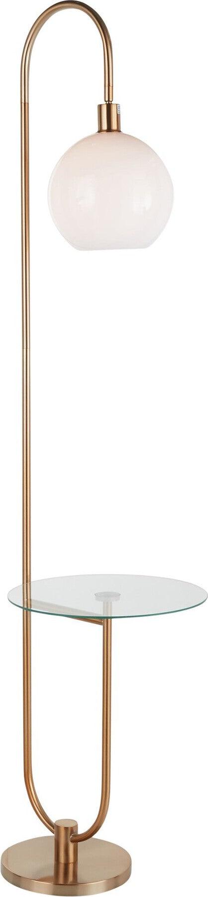 Lumisource Floor Lamps - Trombone Floor Lamp with Table Gold & White