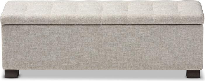 Wholesale Interiors Benches - Roanoke Modern And Contemporary Beige Fabric Upholstered Grid-Tufting Storage Ottoman Bench