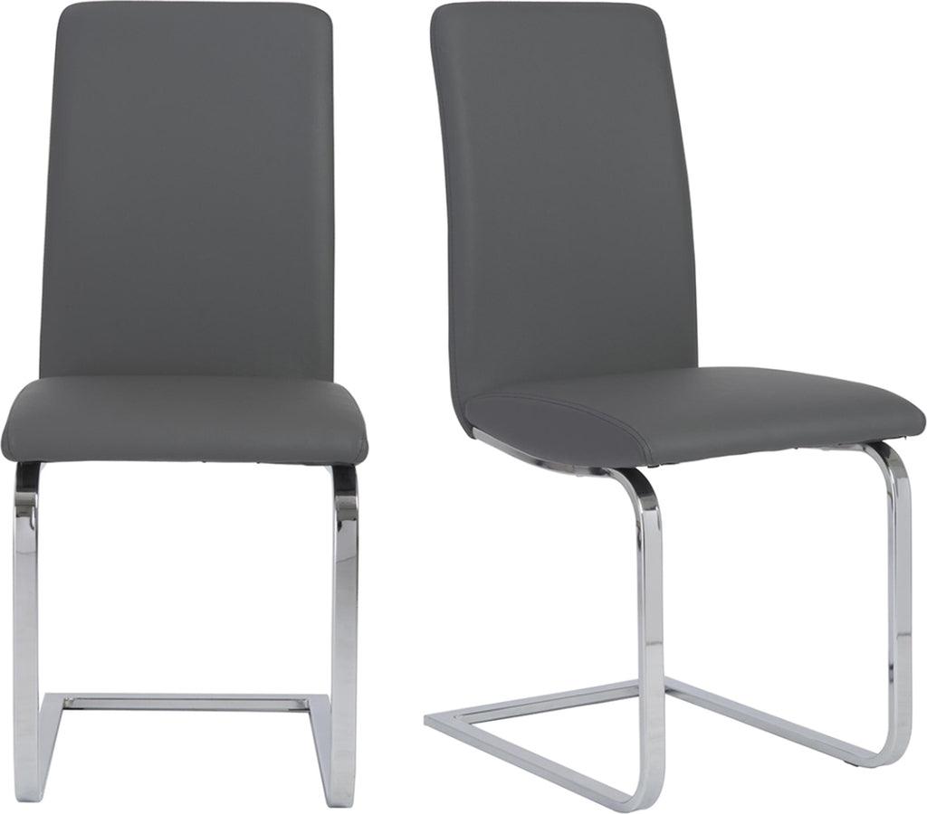 Euro Style Dining Chairs - Cinzia Dining Chair in Gray with Chrome Legs - Set of 2