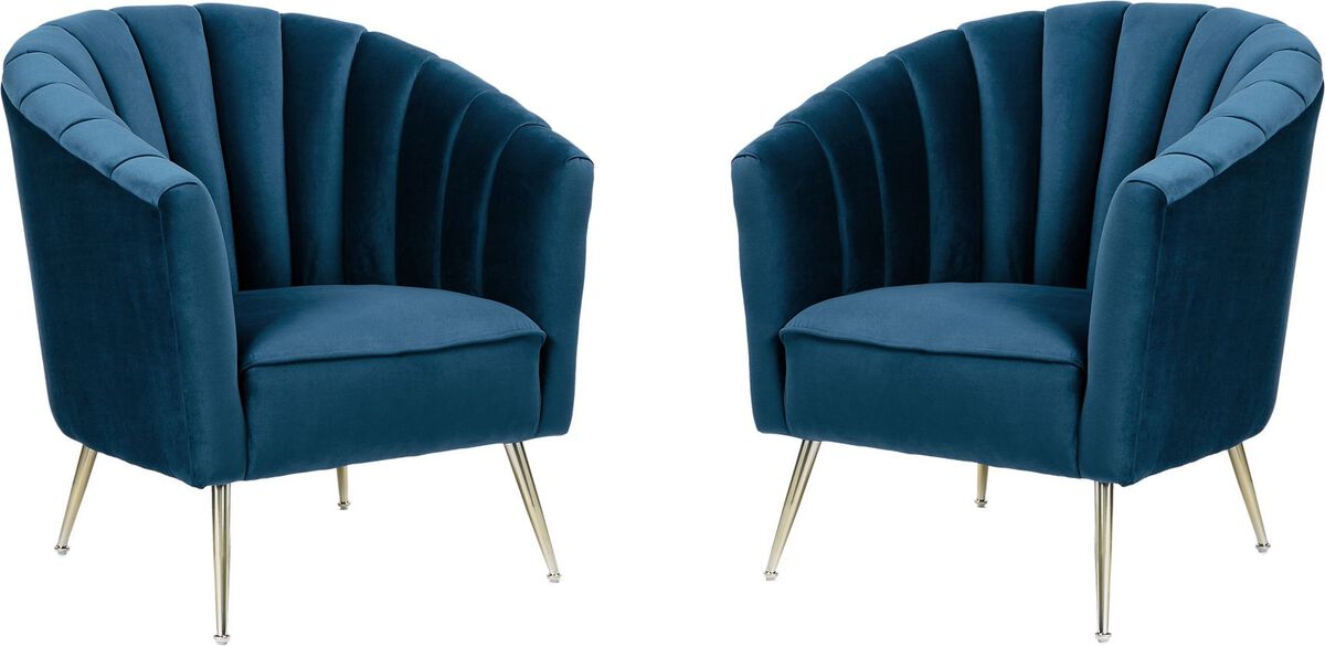 Manhattan Comfort Accent Chairs - Rosemont Blue and Gold Velvet Accent Chair (Set of 2)