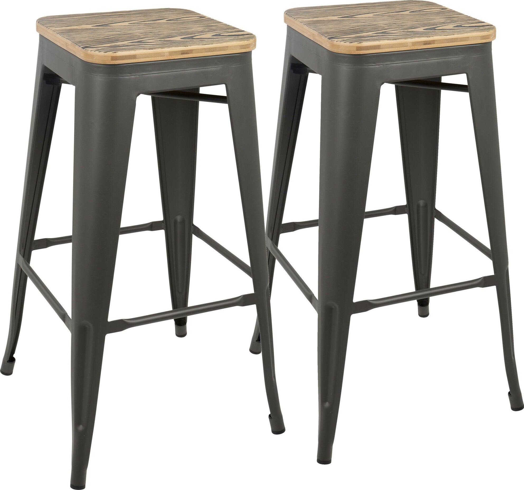 Lumisource Barstools - Oregon Barstool Medium Brown & Gray (Set of 2)