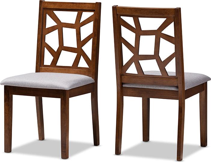 Wholesale Interiors Dining Chairs - Abilene Mid-Century Grey & Walnut Brown Dining Chair Set of 2