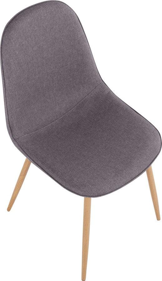 Lumisource Accent Chairs - Pebble Contemporary Chair In Natural Wood Metal & Charcoal Fabric (Set of 2)
