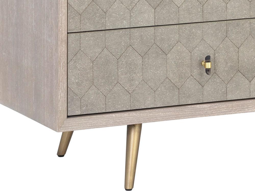 SUNPAN Dressers - Aniston Dresser - White Ceruse - Taupe Shagreen