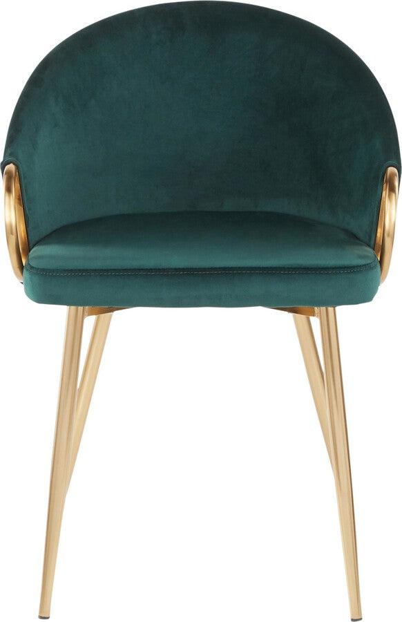 Lumisource Accent Chairs - Claire Contemporary/Glam Chair in Gold Metal and Emerald Green Velvet