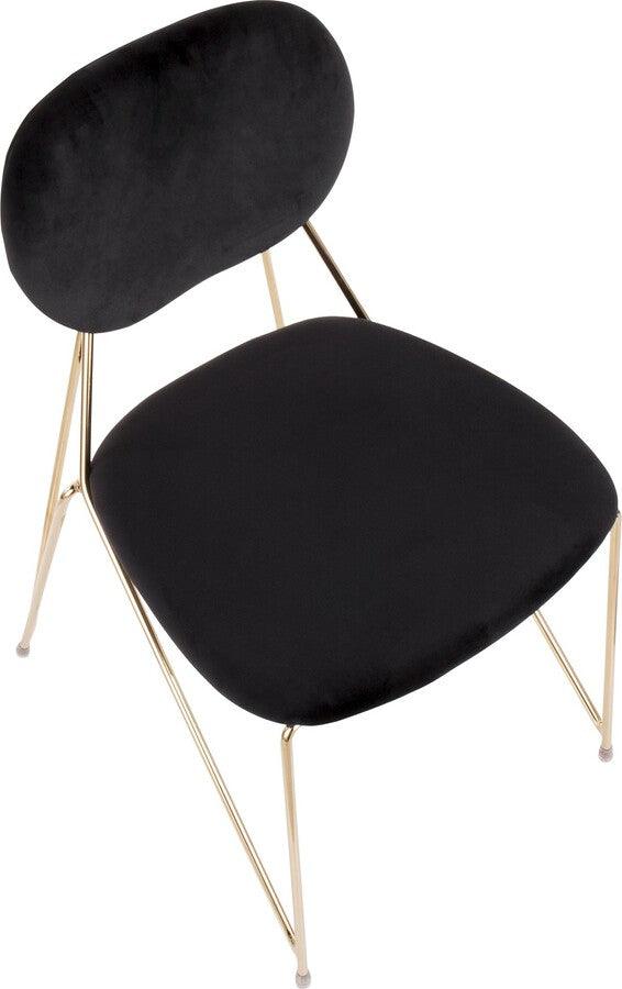 Lumisource Dining Chairs - Gwen Contemporary-Glam Chair in Gold Metal with Black Velvet - Set of 2