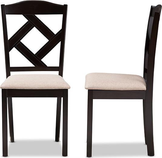 Wholesale Interiors Dining Chairs - Ruth Contemporary Beige Fabric Upholstered and Brown Finished Dining Chair (Set of 2)