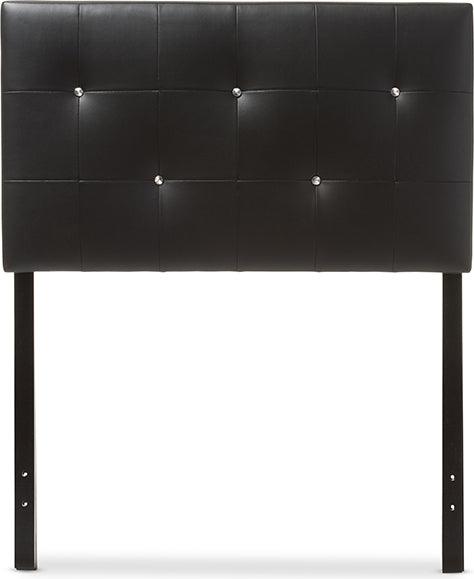 Wholesale Interiors Headboards - Kirchem Modern And Contemporary Black Faux Leather Upholstered Twin Size Headboard