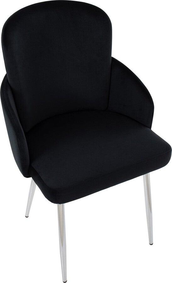 Lumisource Dining Chairs - Dahlia Contemporary Dining Chair In Chrome Metal & Black Velvet With Gold Accent (Set of 2)