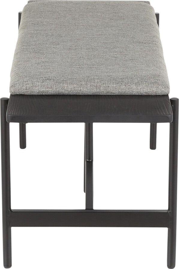 Lumisource Benches - Chloe Contemporary Bench in Black Metal and Grey Fabric with Black Wood Accents