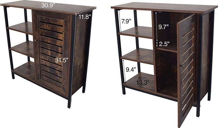 Wholesale Interiors Shoe Storage - Wayland Contemporary Rustic Brown Wood and Black Metal 1-Door Shoe Storage Cabinet