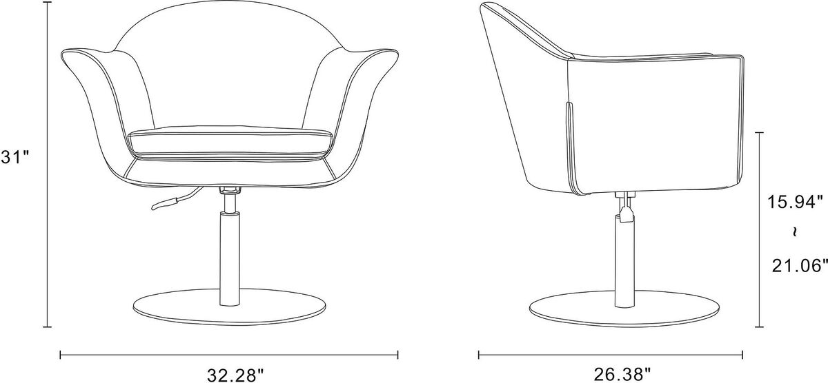 Manhattan Comfort Accent Chairs - Voyager Orange and Brushed Metal Woven Swivel Adjustable Accent Chair