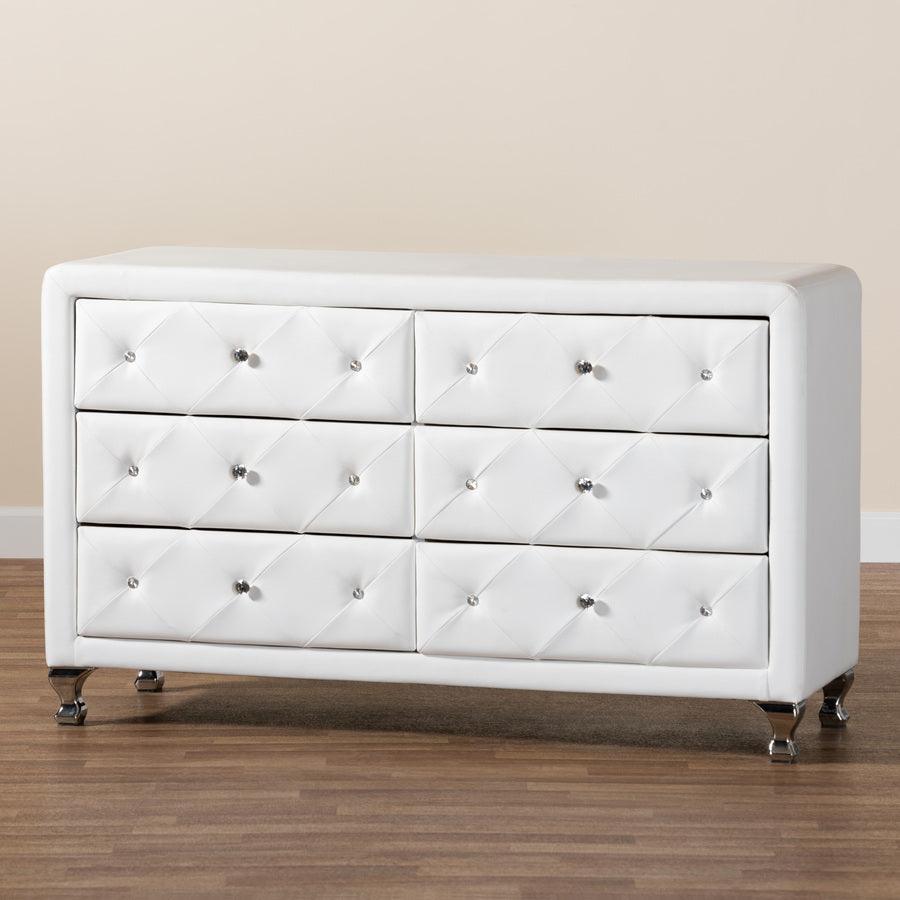 Wholesale Interiors Dressers - Luminescence White Faux Leather Upholstered Dresser