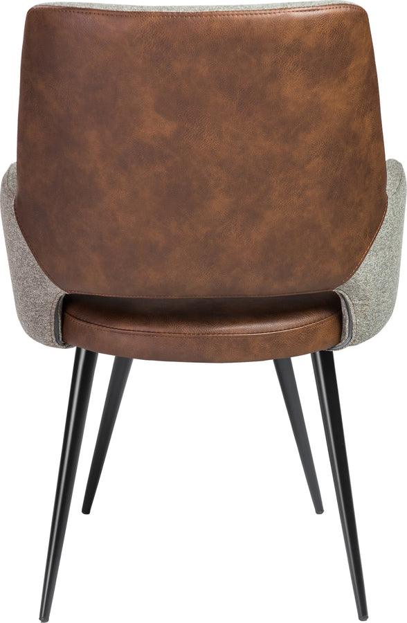 Euro Style Dining Chairs - Desi Armchair in Gray Fabric and Light Brown Leatherette with Black Base