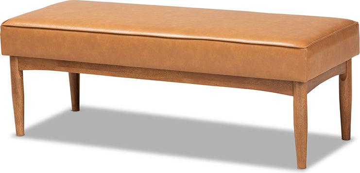 Wholesale Interiors Dining Sets - Arvid Mid-Century Modern Faux Leather and Brown Finished Wood 4-Piece Dining Nook Set