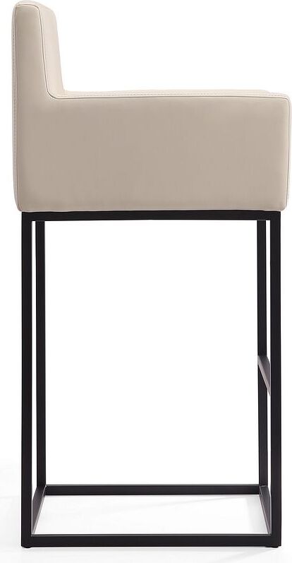 Manhattan Comfort Barstools - Ambassador 38 in. Cream and Black Metal Counter Height Bar Stool