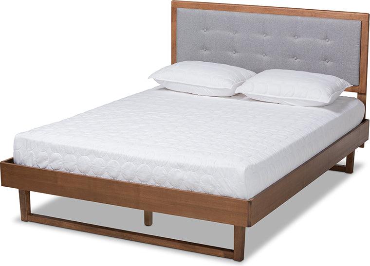 Wholesale Interiors Beds - Viviana Queen Bed Light Gray & Walnut