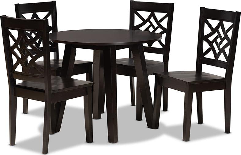 Wholesale Interiors Dining Sets - Rava Modern and Contemporary Dark Brown Finished Wood 5-Piece Dining Set