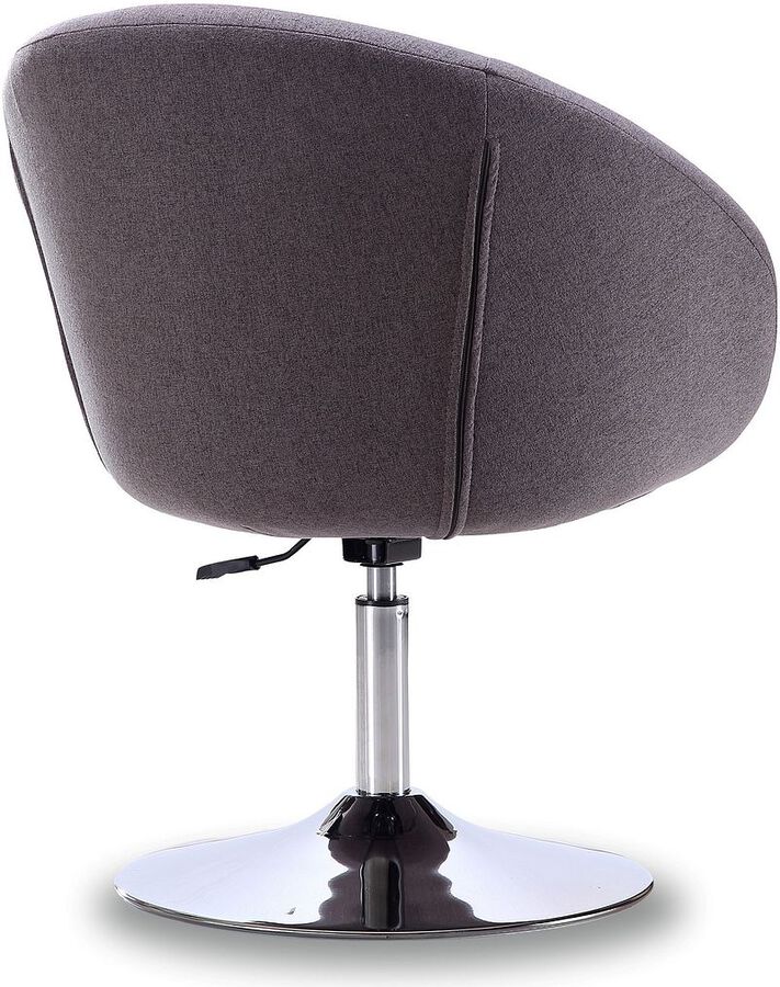 Manhattan Comfort Accent Chairs - Hopper Grey and Polished Chrome Twill Adjustable Height Chair (Set of 2)