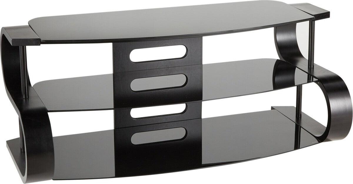Lumisource TV & Media Units - Metro 120 Contemporary TV Stand in Black Wood and Black Glass