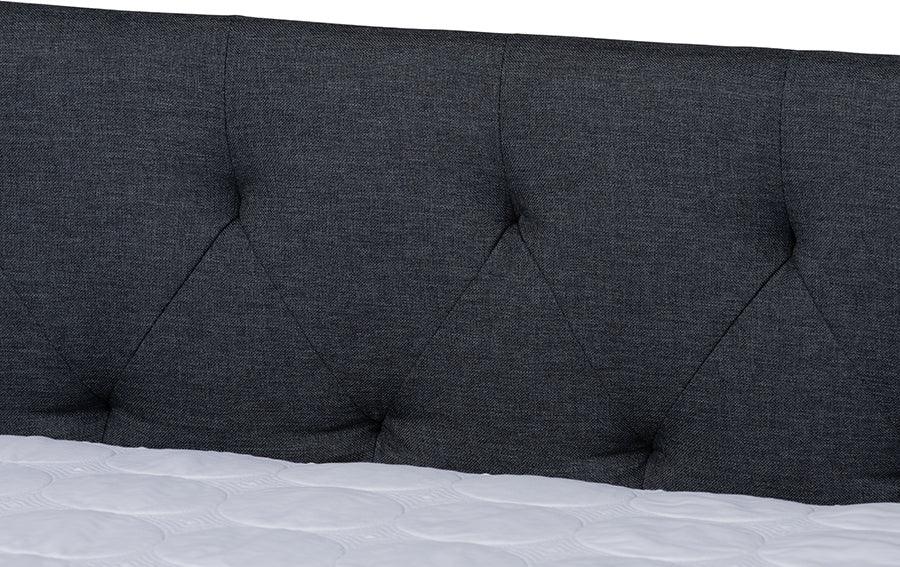 Wholesale Interiors Daybeds - Haylie Dark Grey Fabric Upholstered Queen Size Daybed With Roll-Out Trundle Bed