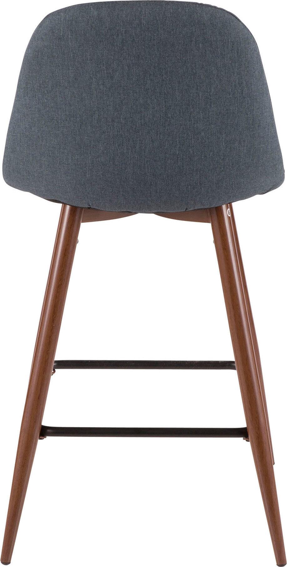 Lumisource Barstools - Pebble Counter Stool Walnut & Blue (Set of 2)