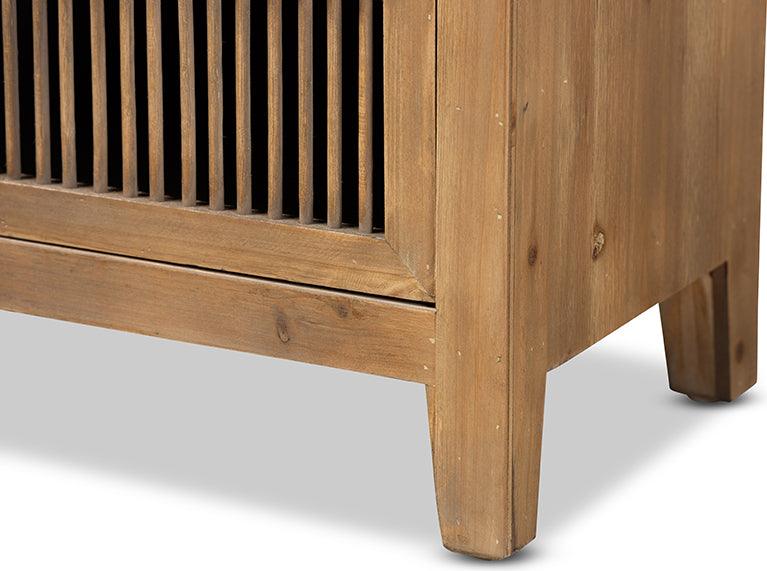 Wholesale Interiors Chest of Drawers - Clement Rustic Transitional Medium Oak Finished 3-Drawer Wood Spindle Storage Cabinet