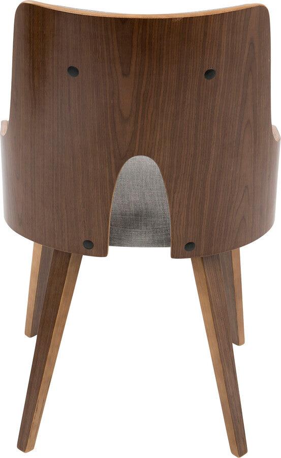 Lumisource Dining Chairs - Stella Mid-Century Modern Dining/Accent Chair in Walnut with Light Grey Fabric - Set of 2