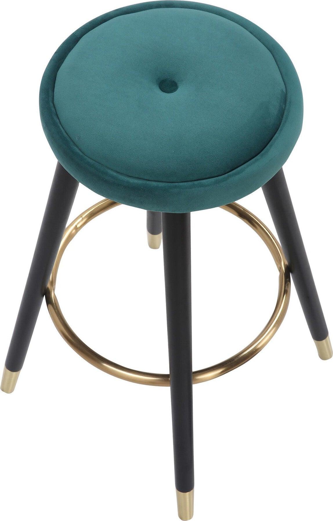 Lumisource Barstools - Cavalier Counter Stool (Set of 2) Black & Green Velvet