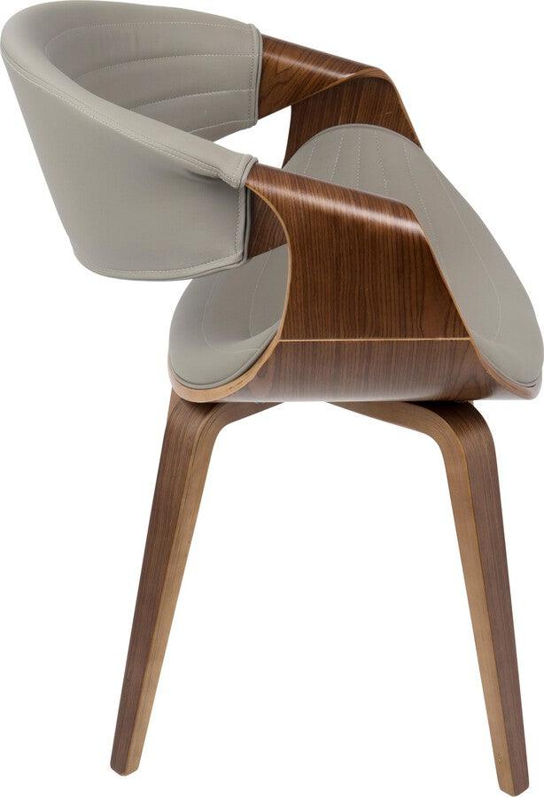 Lumisource Accent Chairs - Symphony Mid-Century Modern Dining/Accent Chair in Walnut Wood and Grey Faux Leather