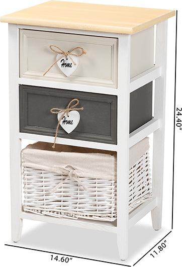 Wholesale Interiors Bedroom Organization - Diella Modern and Contemporary Multi-Colored Wood 2-Drawer Storage Unit with Basket