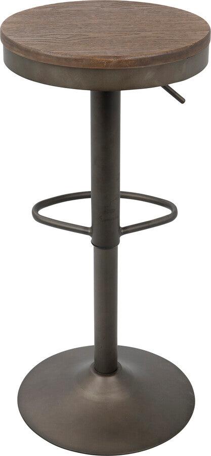 Lumisource Barstools - Dakota Industrial Adjustable Barstool in Antique and Brown - Set of 2