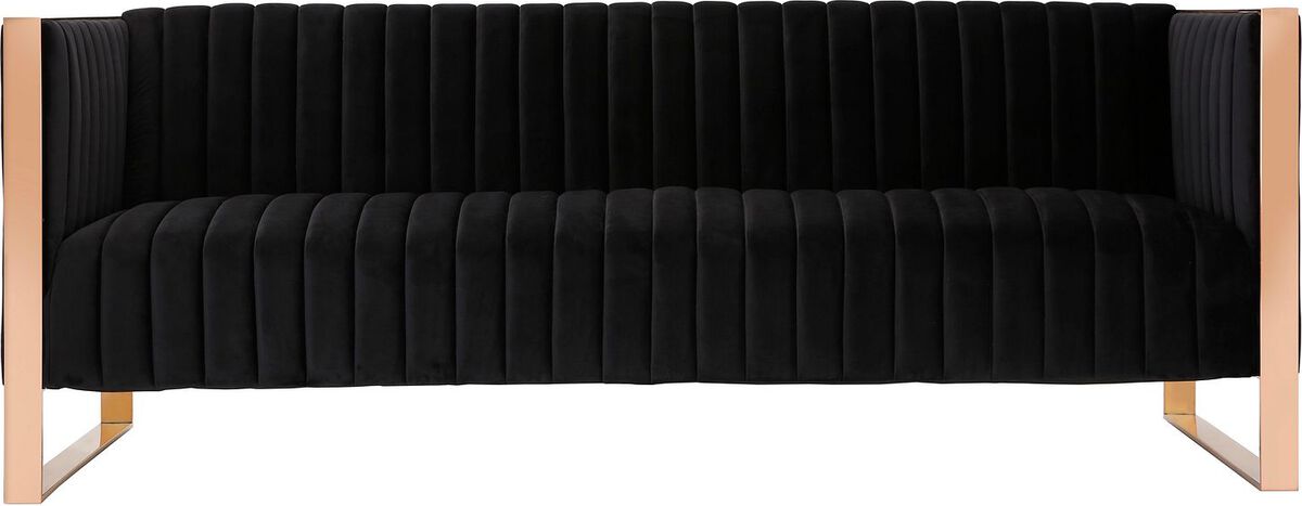 Manhattan Comfort Sofas & Couches - Trillium 83.07 in. Black and Rose Gold 3-Seat Sofa