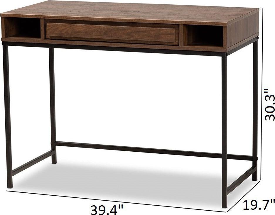 Wholesale Interiors Desks - Cargan 1-Drawer Desk Walnut Brown & Black