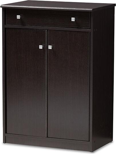 Wholesale Interiors Shoe Storage - Dariell Modern and Contemporary Wenge Brown Finished Shoe Cabinet