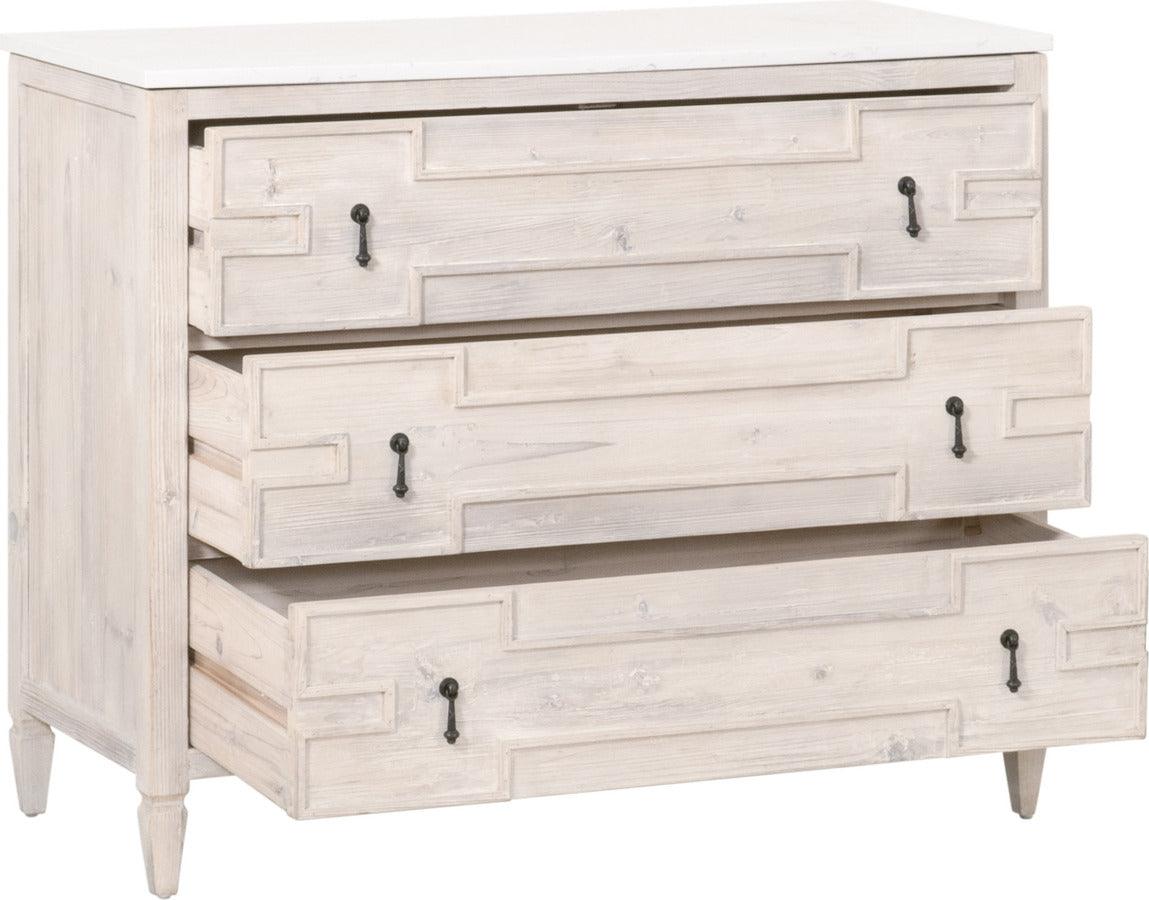 Essentials For Living Buffets & Cabinets - Emerie Entry Cabinet White Wash Pine, White Quartz