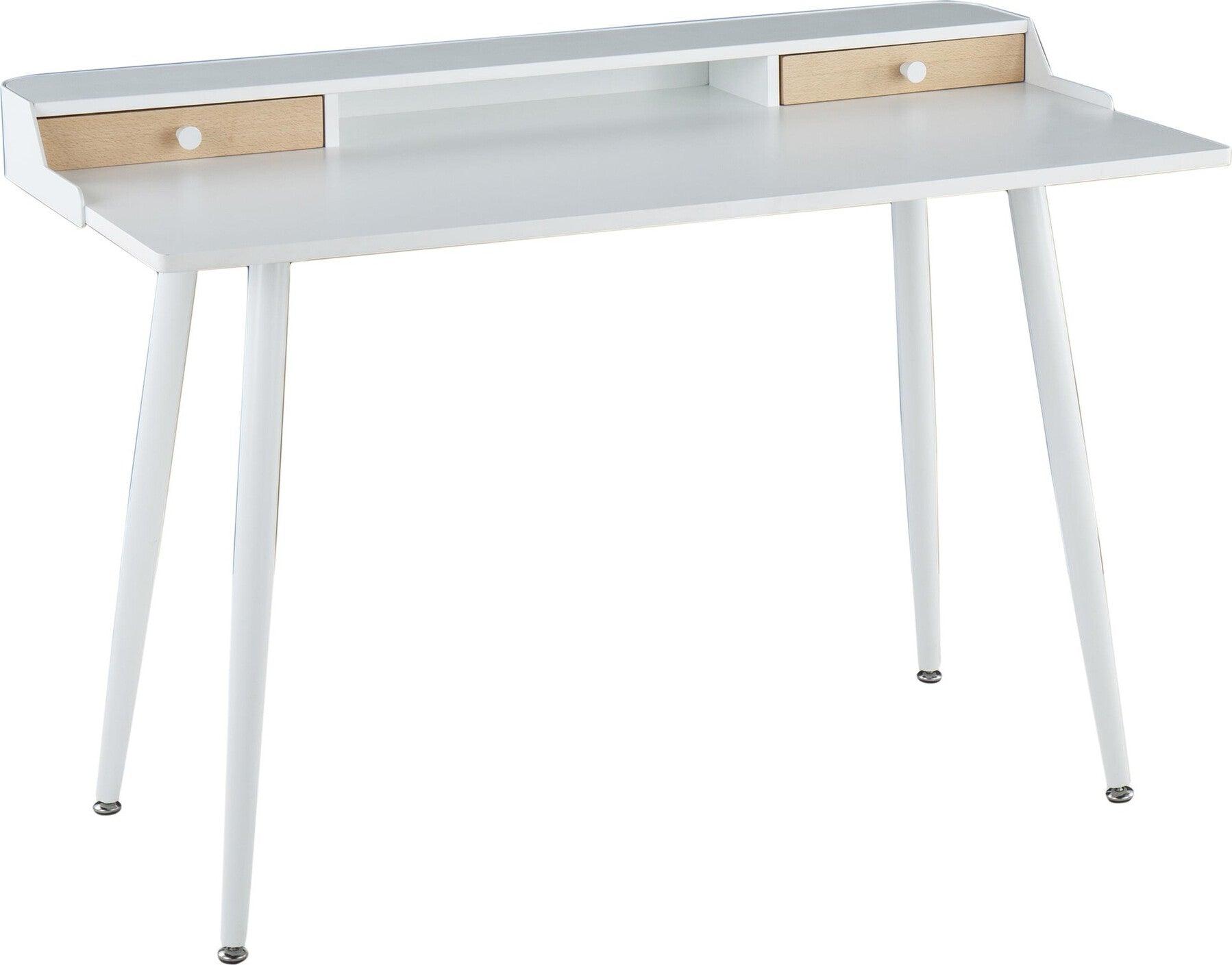 Lumisource Desks - Harvey Desk White & Natural