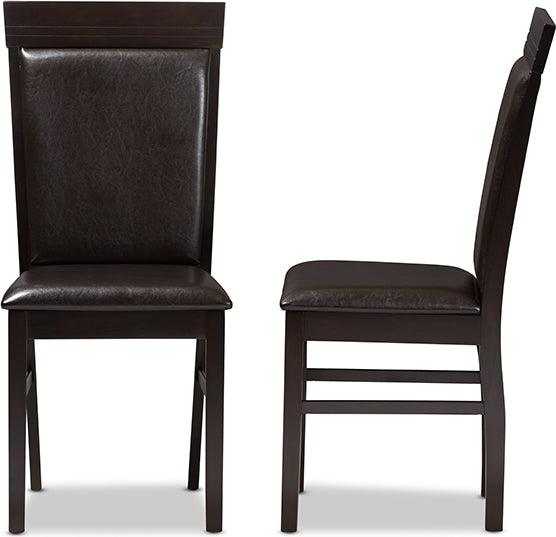 Wholesale Interiors Dining Chairs - Thea Modern and Contemporary Dark Brown Faux Leather Upholstered Dining Chair (Set of