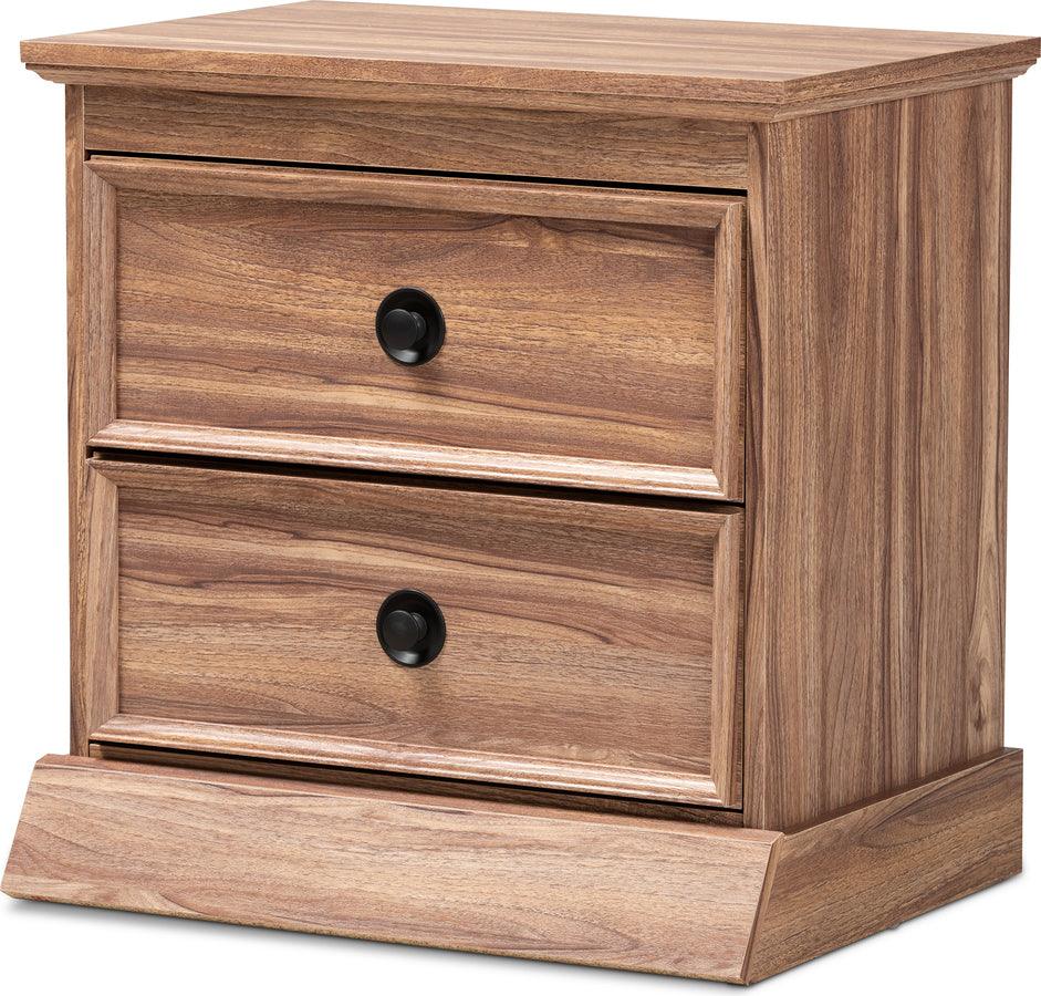 Wholesale Interiors Nightstands & Side Tables - Ryker Modern and Contemporary Oak Finished 2-Drawer Wood Nightstand