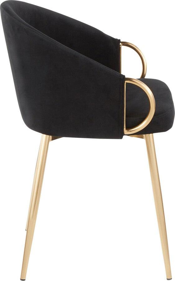 Lumisource Accent Chairs - Claire Contemporary/Glam Chair In Gold Metal & Black Velvet (Set of 2)