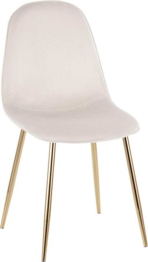 Lumisource Dining Chairs - Pebble Contemporary Chair in Gold Steel and Cream Velvet - Set of 2