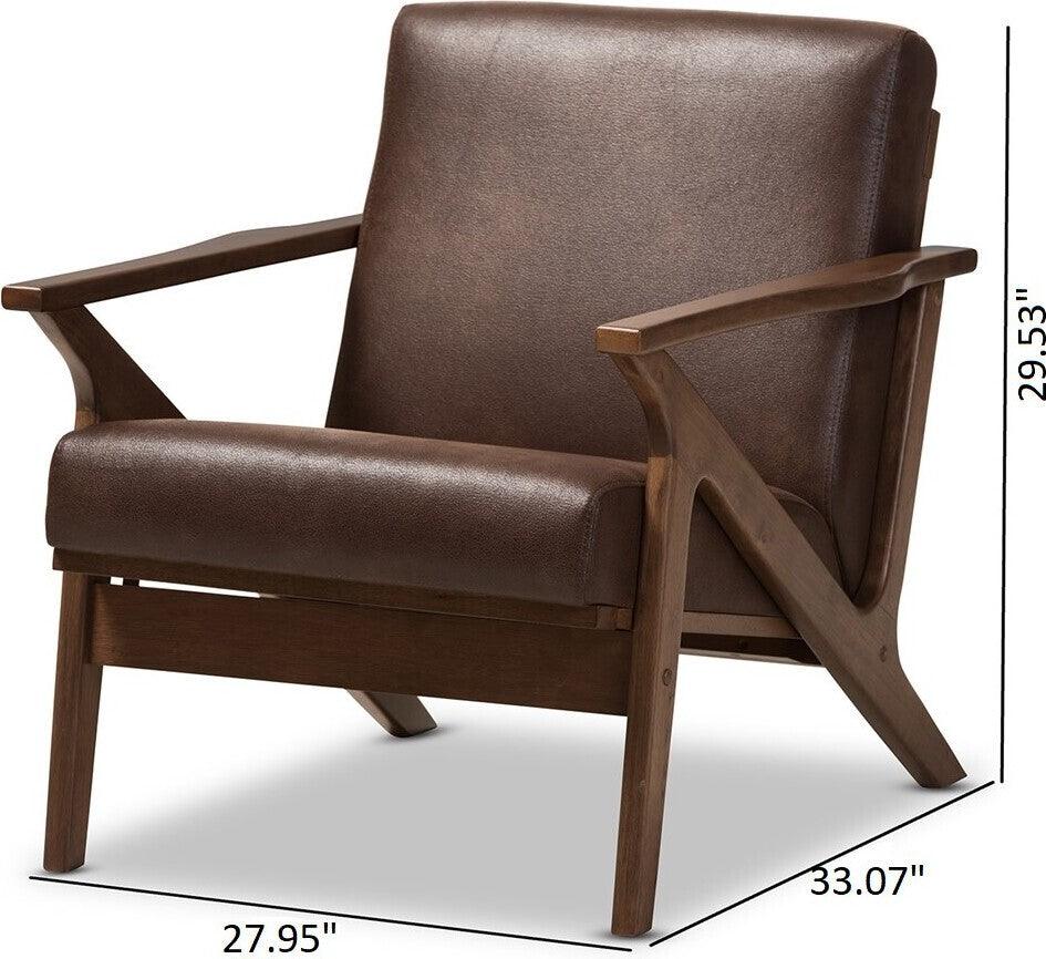 Wholesale Interiors Accent Chairs - Bianca Lounge Chair Walnut & Dark Brown