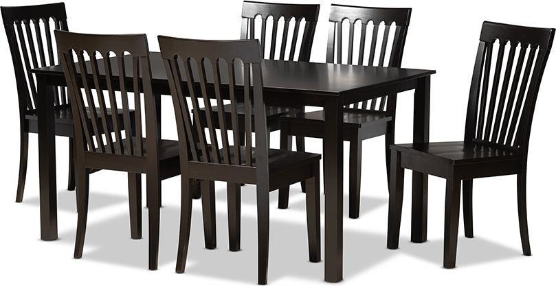 Wholesale Interiors Dining Sets - Erion Dark Brown Finished Wood 7-Piece Dining Set